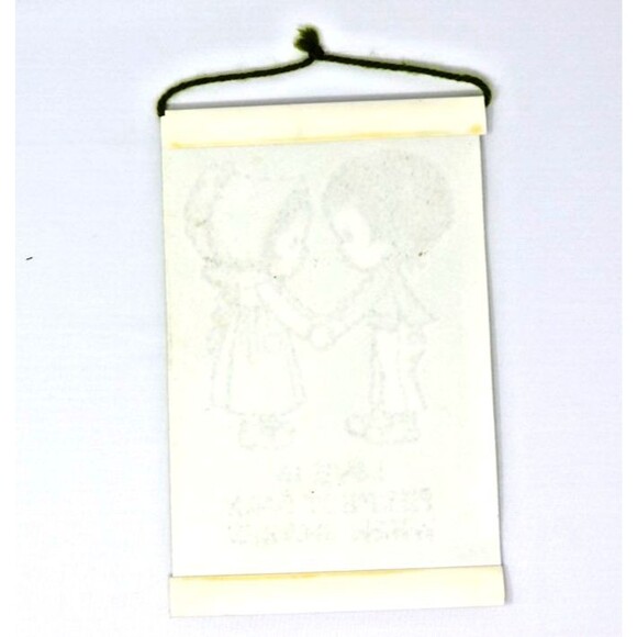 Vtg Love Perfect Only When Shared Boy Girl Green Raised Plastic Mini 4x6" Sign - Picture 2 of 5